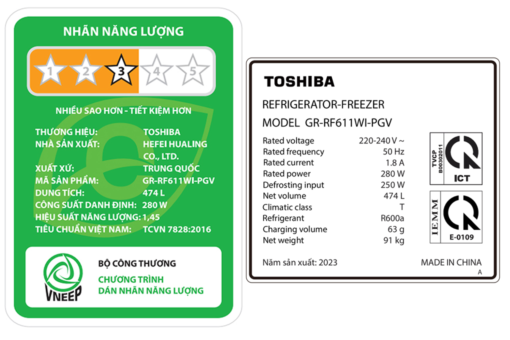 Tủ lạnh Toshiba Inverter 474 lít Multi Door GR-RF611WI-PGV(22)-XK