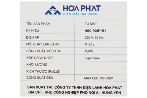 Tủ mát Hòa Phát 280 Lít HSC 700F1R1