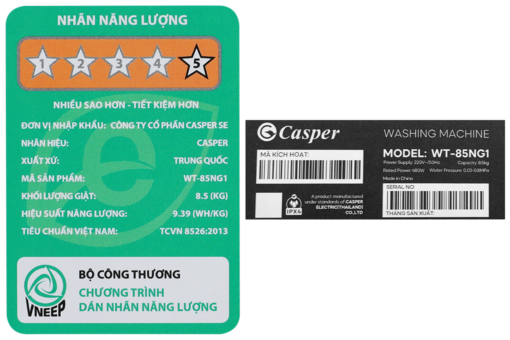 Máy giặt Casper 8.5 kg WT-85NG1