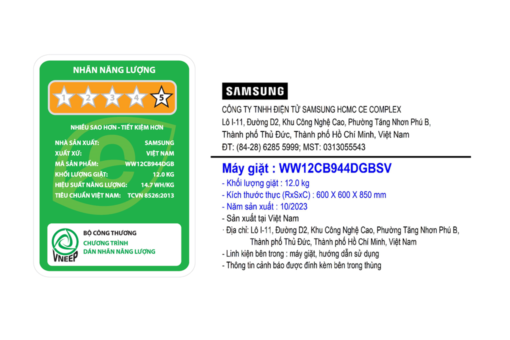 Máy giặt Samsung Inverter 12 kg WW12CB944DGBSV