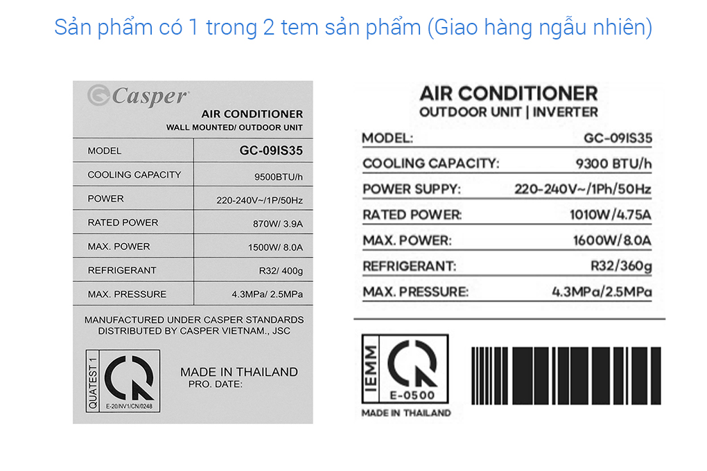 Điều hoà Casper Inverter 1 HP GC-09IS35
