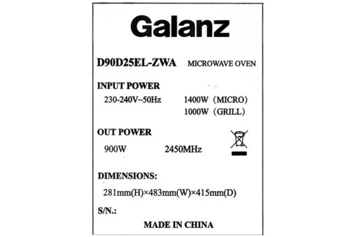 Lò vi sóng có nướng Galanz D90D25ETL-ZWA 25 lít