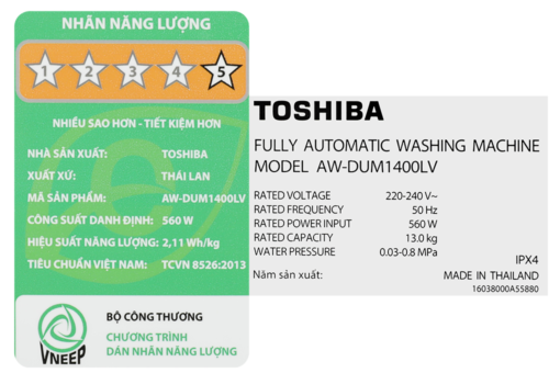 Máy giặt Toshiba Inverter 13 kg AW-DUM1400LV(MK)