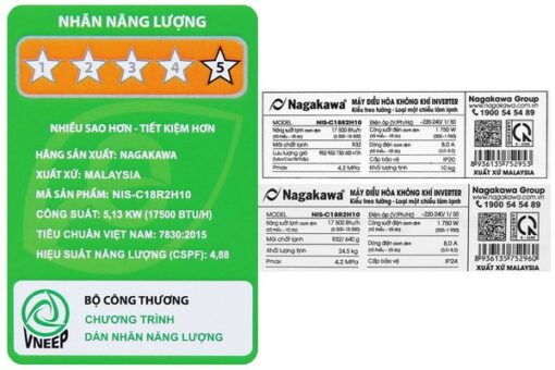 ĐIỀU HÒA NAGAKAWA 18000BTU 1 CHIỀU INVERTER NIS-C18R2H12