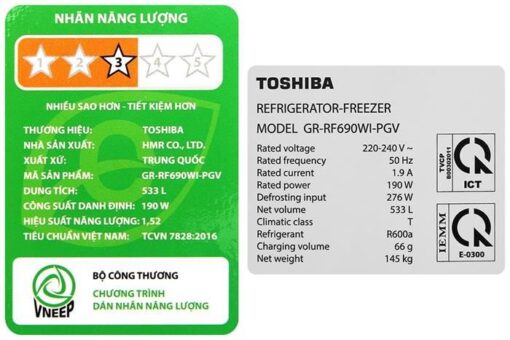Tủ lạnh Toshiba Inverter 533 lít Japandi Multi Door GR-RF690WI-PGV(67)