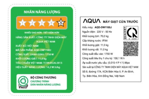 Máy giặt Aqua Inverter 11 kg AQD-DW1100J BK