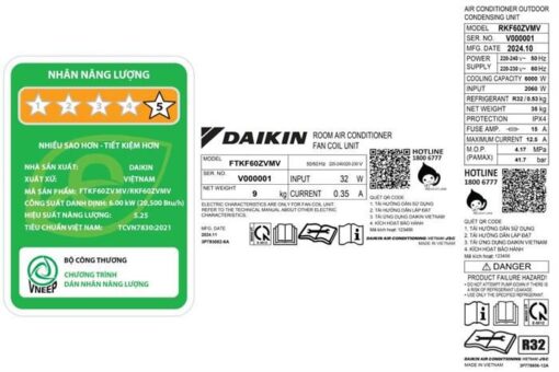 Máy lạnh Daikin Inverter 2.5 HP FTKF60ZVMV