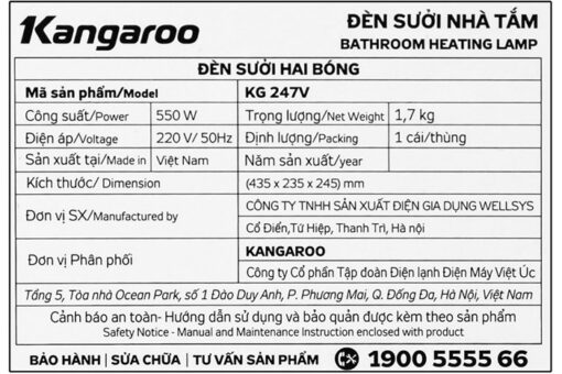 Đèn sưởi Kangaroo KG247V - KG