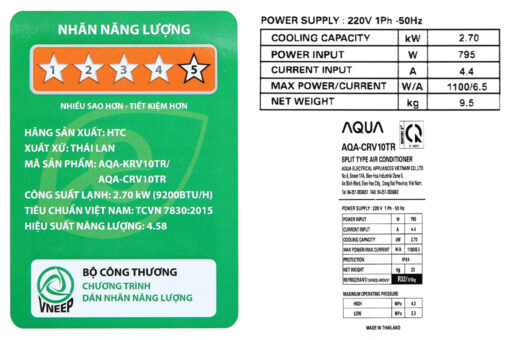 Máy lạnh Aqua Inverter 1 HP AQA-KCRV10TR