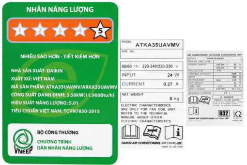 Điều Hòa Daikin Inverter 1.5 HP ATKA35UAVM
