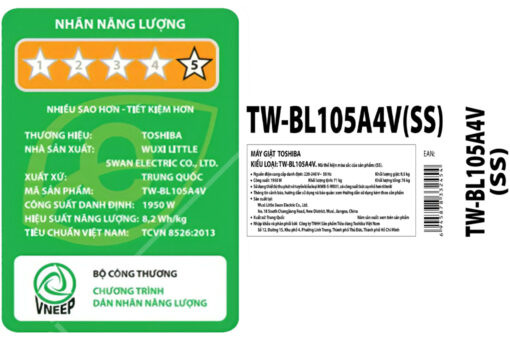 Máy giặt Toshiba inverter 9.5 kg TW-BL105A4V(SS)