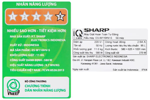 Máy giặt Sharp 11Kg ES-W110HV-S