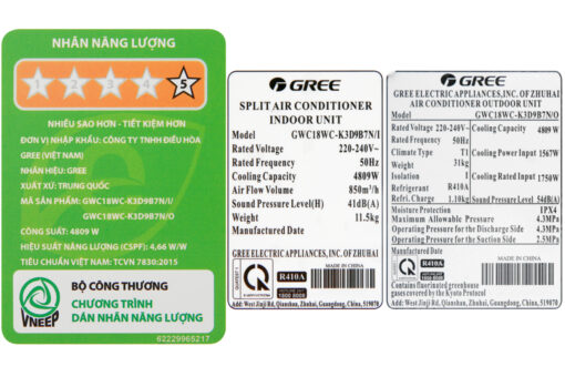 Máy lạnh Gree Inverter 2 HP GWC18WC-K3D9B7N