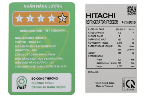 Tủ lạnh Hitachi Inverter 584L R-M700GPGV2X(MBW)