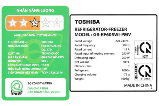 Tủ lạnh Toshiba Inverter 509 lít GR-RF605WI-PMV(06)-MG