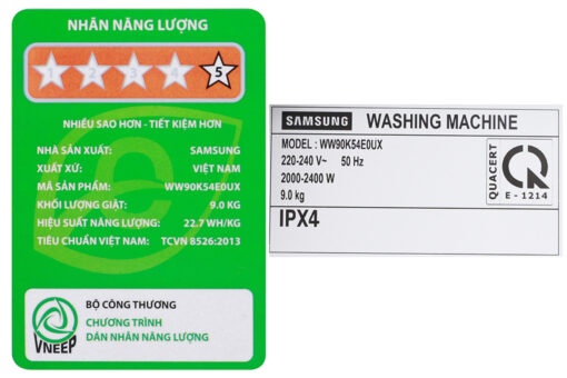 Máy giặt Samsung Addwash Inverter 9 kg WW90K54E0UX/SV