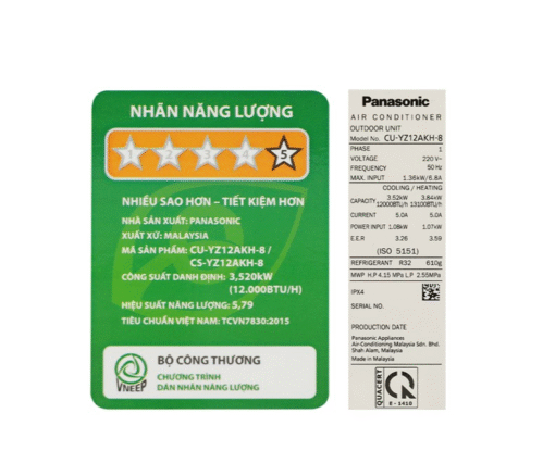 Điều hòa Panasonic 2 chiều 12.000BTU inverter YZ12AKH-8