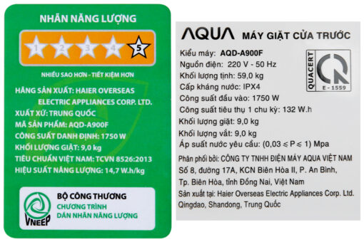 Máy giặt Aqua Inverter 9.0 KG AQD-A900F W