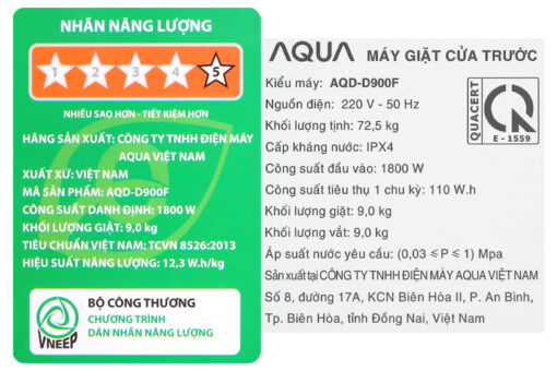 Máy giặt Aqua Inverter 9 kg AQD-D900F S