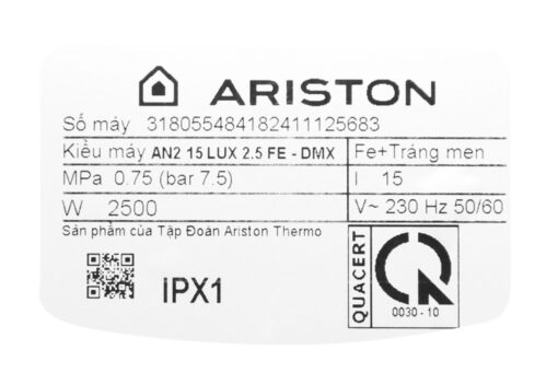 Máy nước nóng Ariston 15 lít AN2 15 LUX 2.5 FE