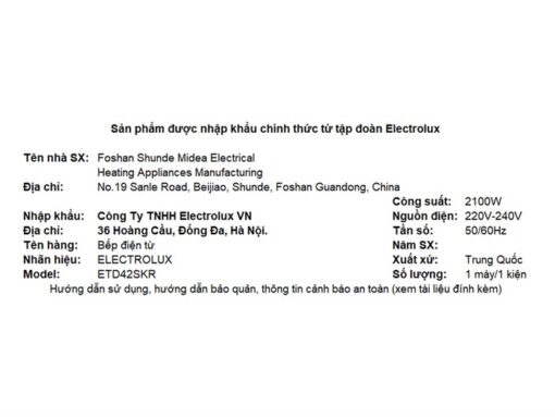 Bếp từ đơn Electrolux ETD42SKR kính Ceramic