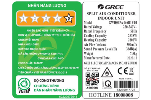 Điều hòa 2 chiều Gree Inverter 1 HP GWH09PA-K6D1P4