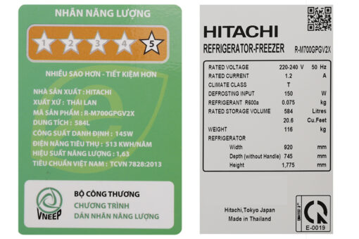 Tủ lạnh Hitachi Inverter 584 lít R-M700GPGV2X MIR