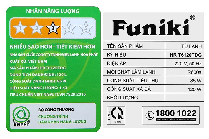 Tủ lạnh Funiki 126 lít HR T6126TDG
