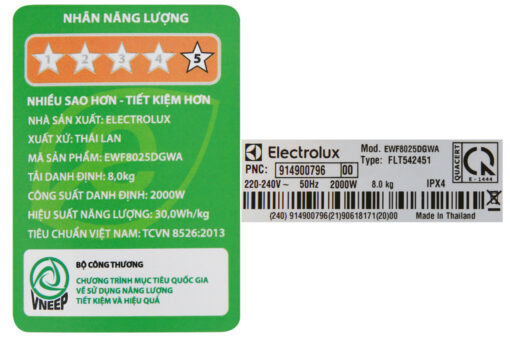Máy giặt Electrolux Inverter 8 Kg EWF8025DGWA