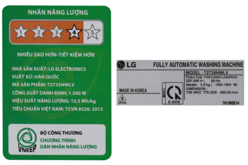 Máy giặt Mini LG 3.5 kg T2735NWLV