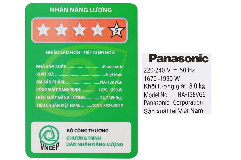 Máy giặt Panasonic Inverter 8 Kg NA-128VG6WV2
