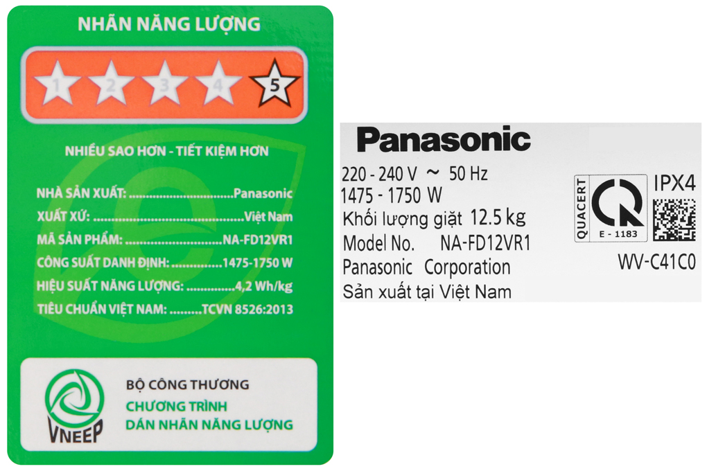 Máy giặt Panasonic 12.5 Kg Inverter NA-FD12VR1BV