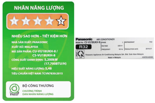 Máy lạnh Panasonic Inverter 2 HP CU/CS-VU18UKH-8