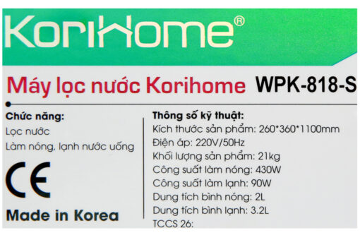 Máy lọc nước RO nóng lạnh KoriHome WPK-818-S 6 lõi