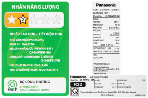 Máy lạnh Panasonic 1 HP CU/CS-N9WKH-8