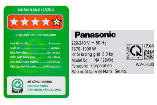 Máy giặt Panasonic Inverter 8 Kg NA-128VX6LV2