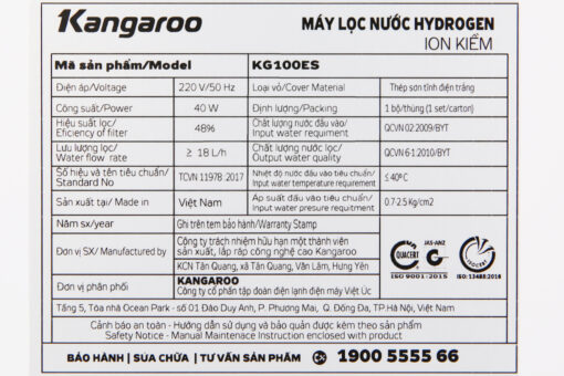 Máy lọc nước RO hydrogen ion kiềm Kangaroo KG100ES 7 lõi