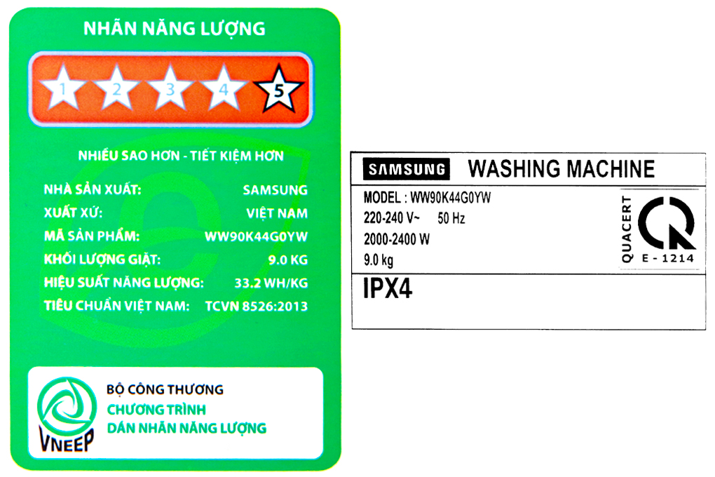 Máy giặt Samsung Addwash Inverter 9 Kg WW90K44G0YW/SV