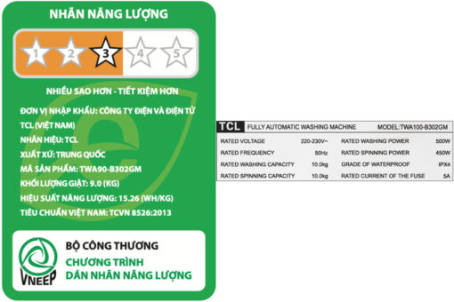 Máy giặt TCL 9 Kg TWA90-B302GM