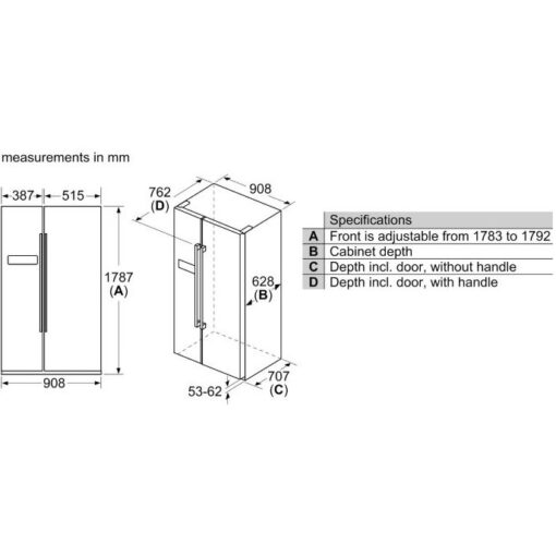 Tủ Lạnh 2 Cánh Side By Side Bosch KAN93VIFPG