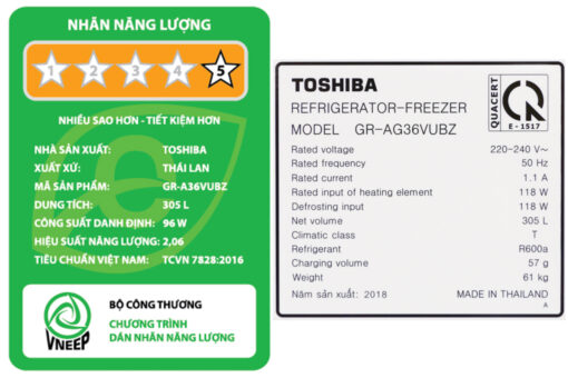 Tủ lạnh Toshiba Inverter 305 lít GR-AG36VUBZ XB1