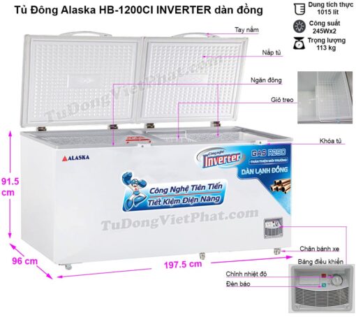 Tủ đông Inverter Alaska HB-1200CI 1200L