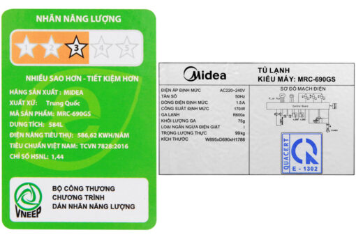 Tủ lạnh Midea Inverter 530 lít MRC-690GS