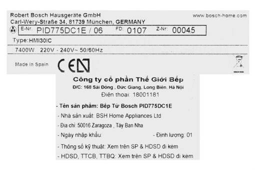 Bếp từ 3 vùng nấu Bosch PID775DC1E serie 8