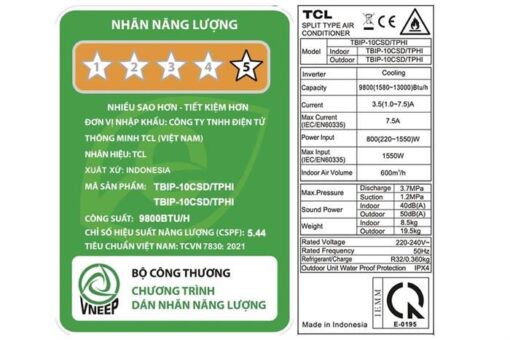 Điều hòa TCL Inverter 9800btu 1 HP TBI-10CSD/TPHI