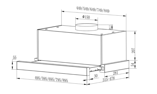 Máy hút mùi âm tủ Blanc 70cm BA7002AT