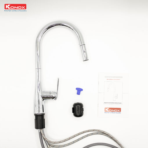 Vòi rửa Konox dây rút Curva Chrome nóng lạnh