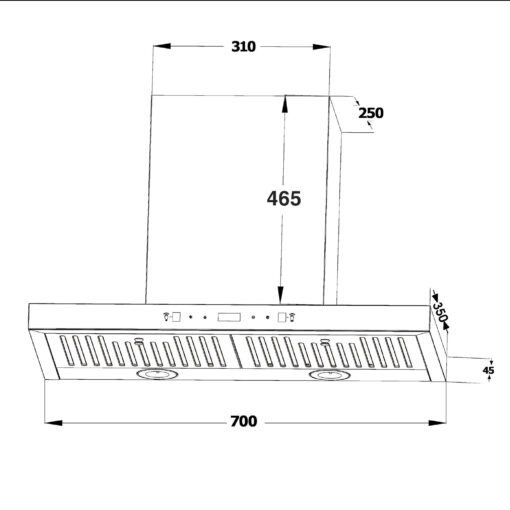 Máy hút mùi Chef's 70cm EH-R908E3T chữ T
