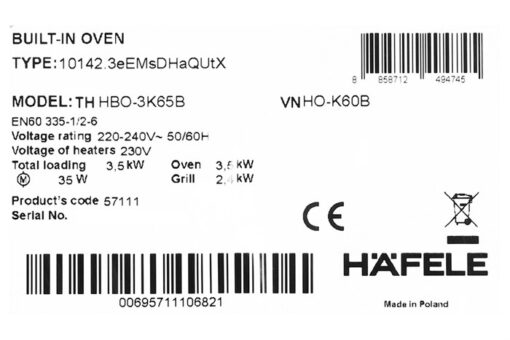 Lò nướng âm Hafele HO-K60B [ 534.05.581 ] 65 lít