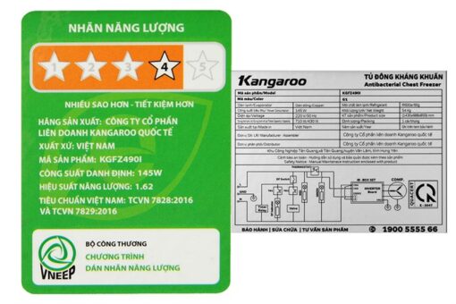 Tủ đông kháng khuẩn Kangaroo Inverter 430 lít KGFZ490NG1